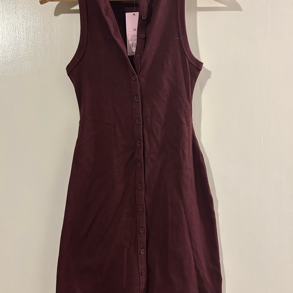 Wild Fable Sleeveless Maroon Button-Front Mini Dress